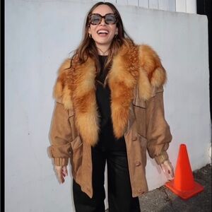 Marvin Richards Brown Teddy Jacket with Fur Trim